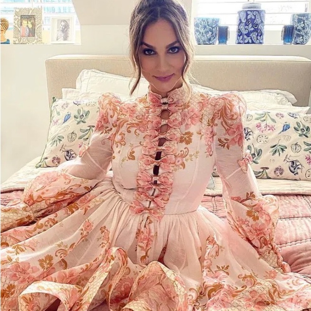 Zimmerman postcard pink bow midi dress